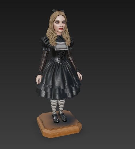  Gothic Style Alice in Wonderland Figurine  Collectors Design 3D model_17