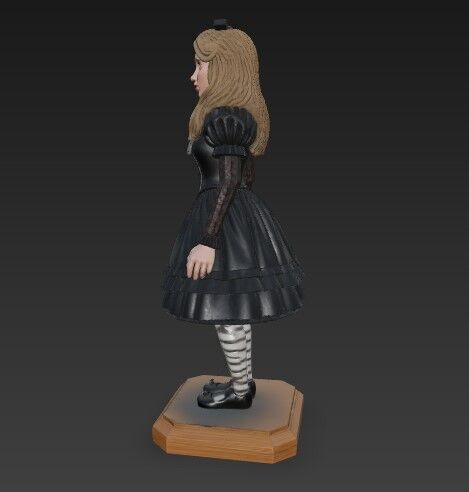 Gothic Style Alice in Wonderland Figurine  Collectors Design 3D model_15