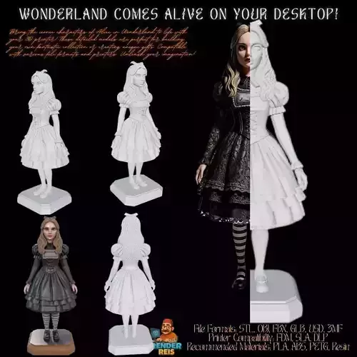  Gothic Style Alice in Wonderland Figurine  Collectors Design 3D model