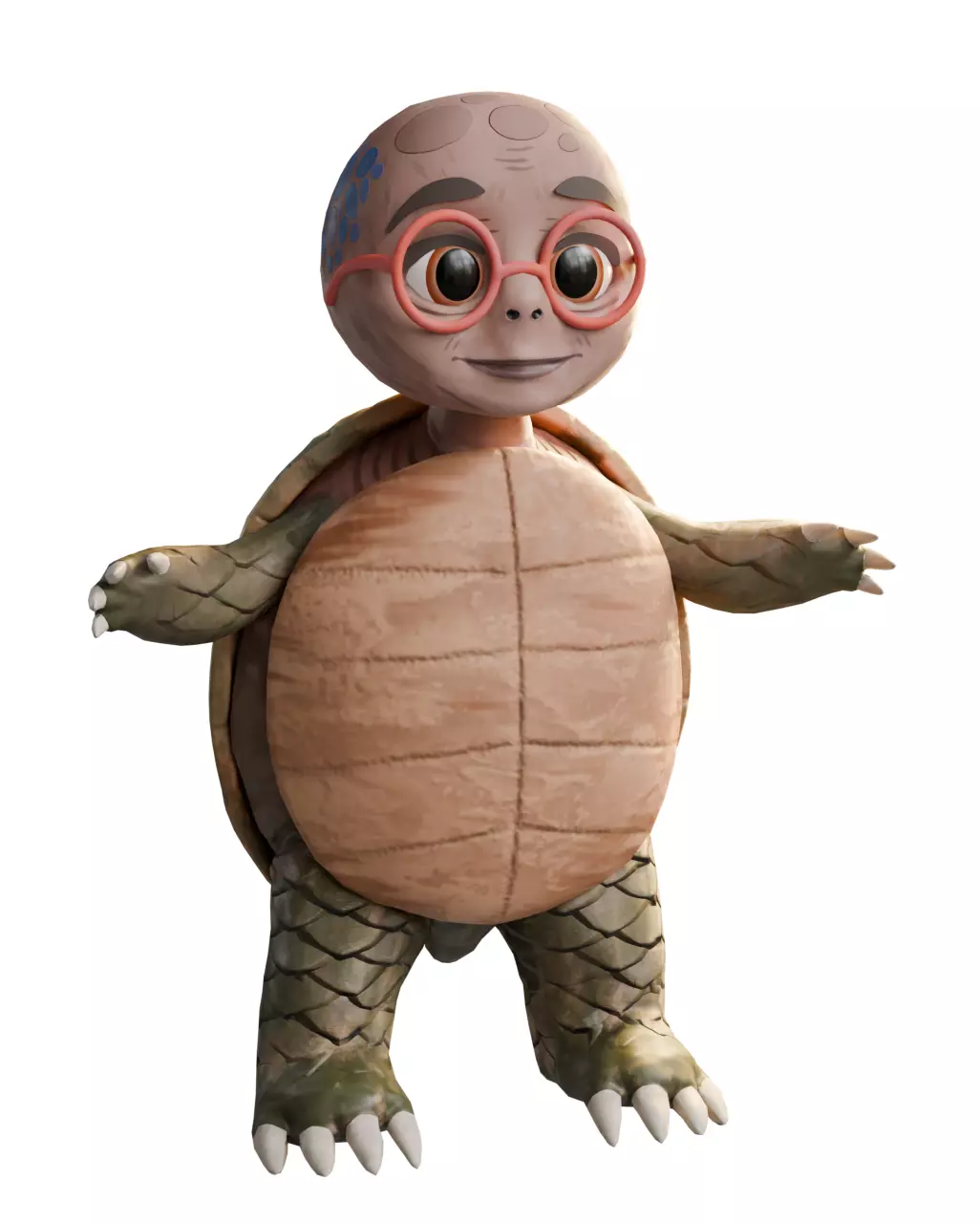 Turtle Teacher in Tucks Green Heart Low-poly 3D model