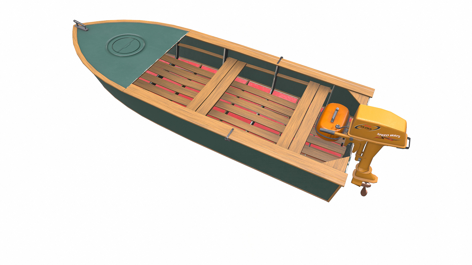 Old Motorboat Low-poly PBR Low-poly 3D model_8