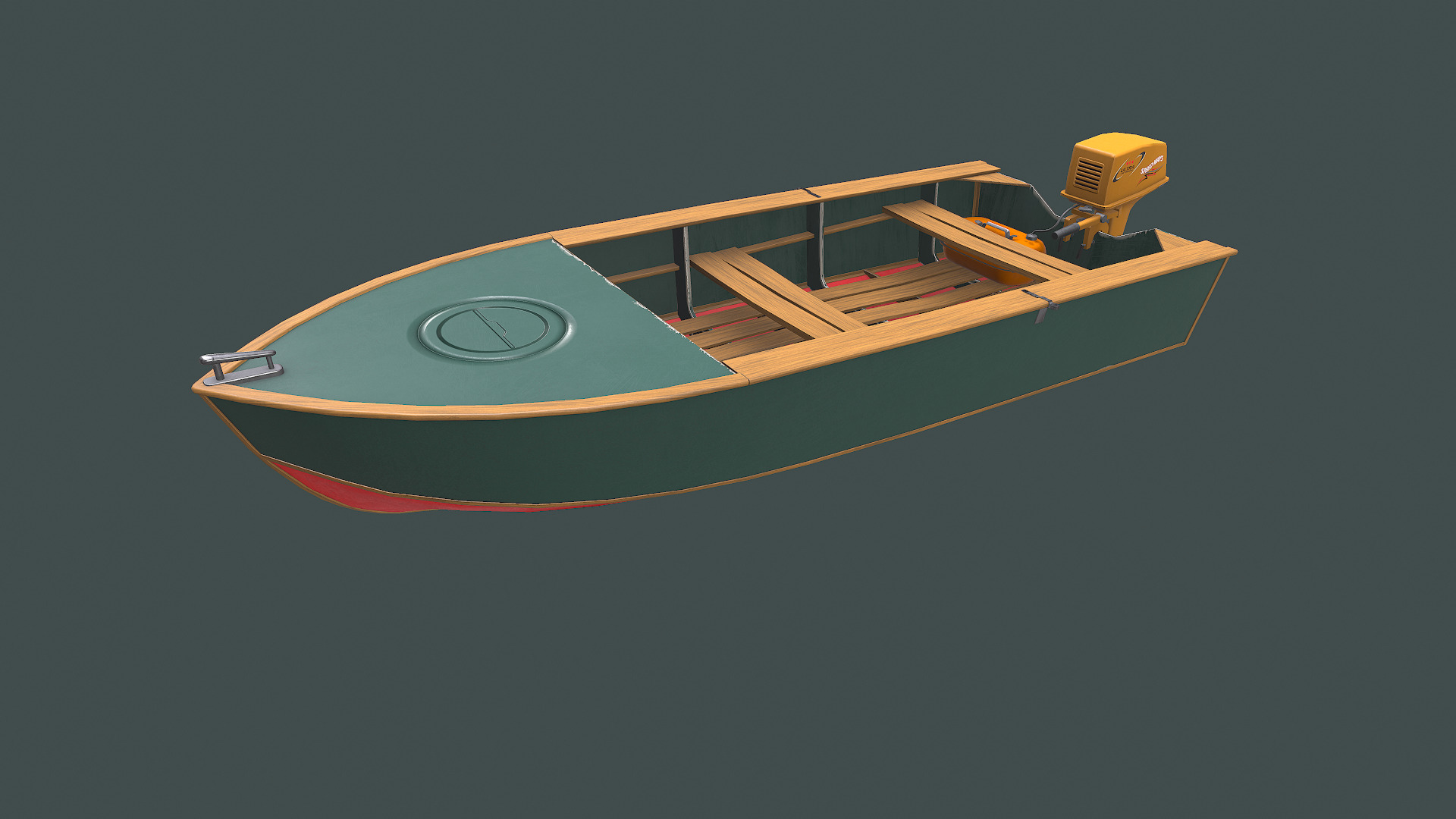 Old Motorboat Low-poly PBR Low-poly 3D model_2