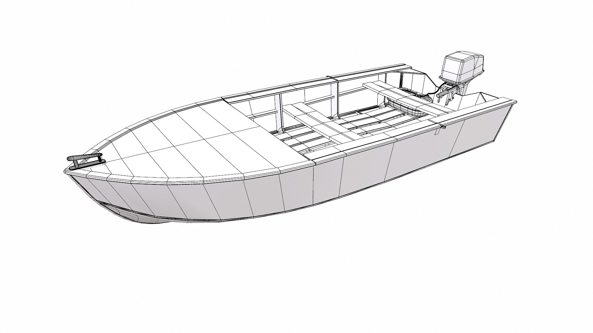 Old Motorboat Low-poly PBR Low-poly 3D model_20