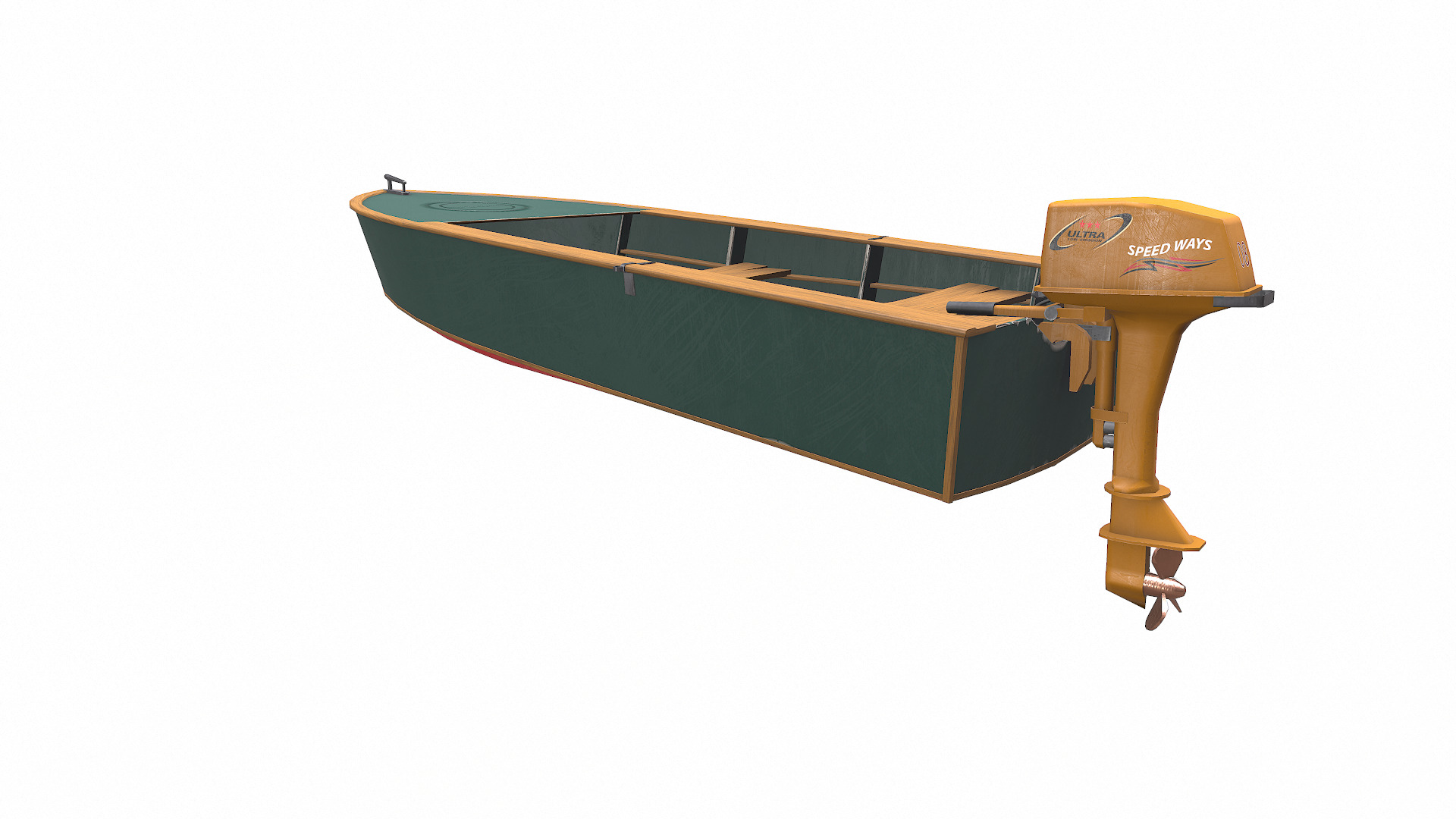 Old Motorboat Low-poly PBR Low-poly 3D model_7