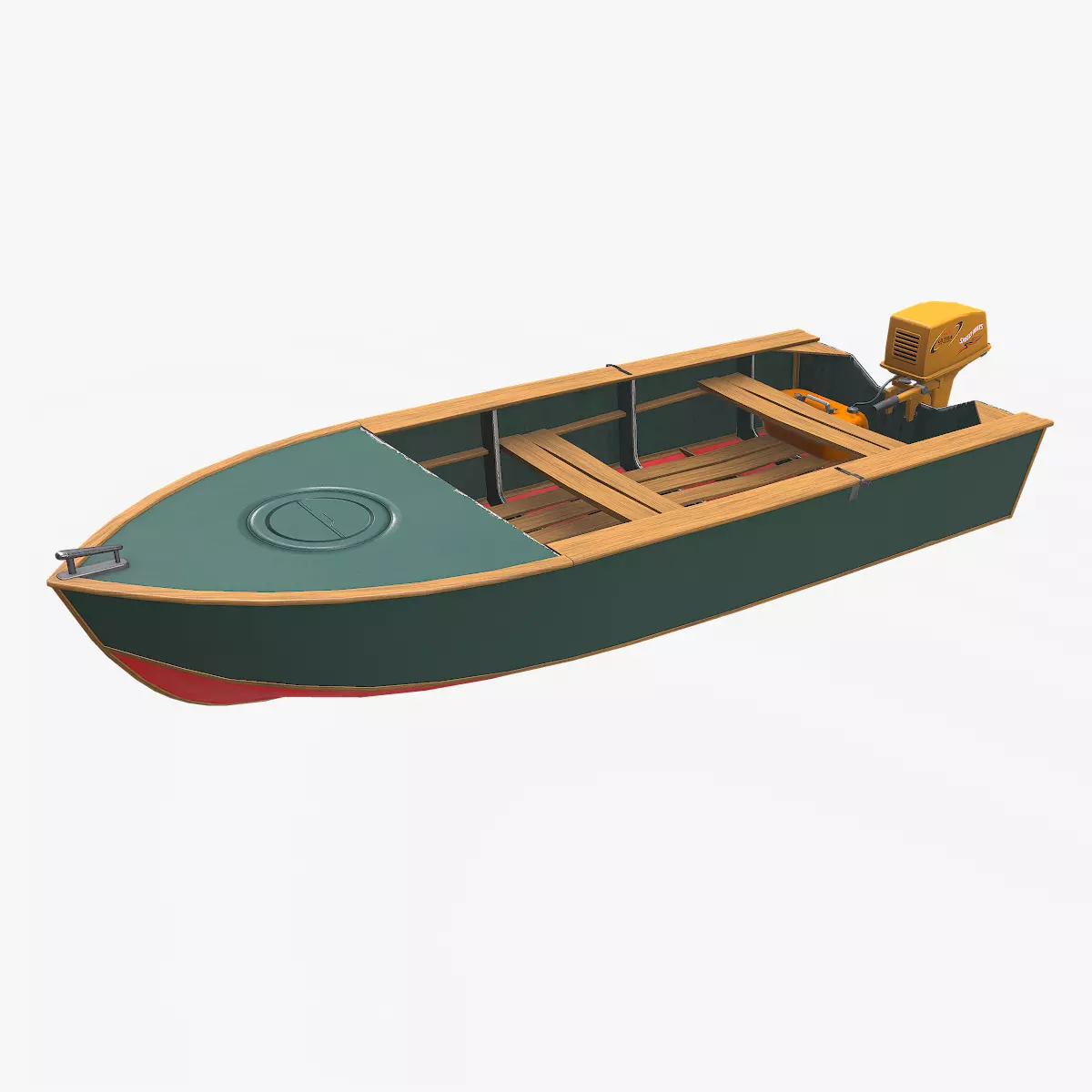 Old Motorboat Low-poly PBR Low-poly 3D model_0