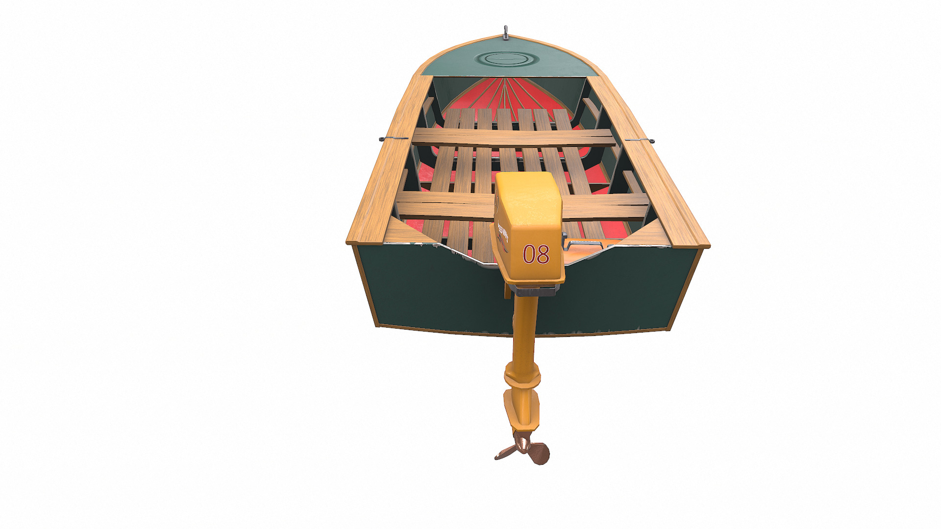 Old Motorboat Low-poly PBR Low-poly 3D model_9