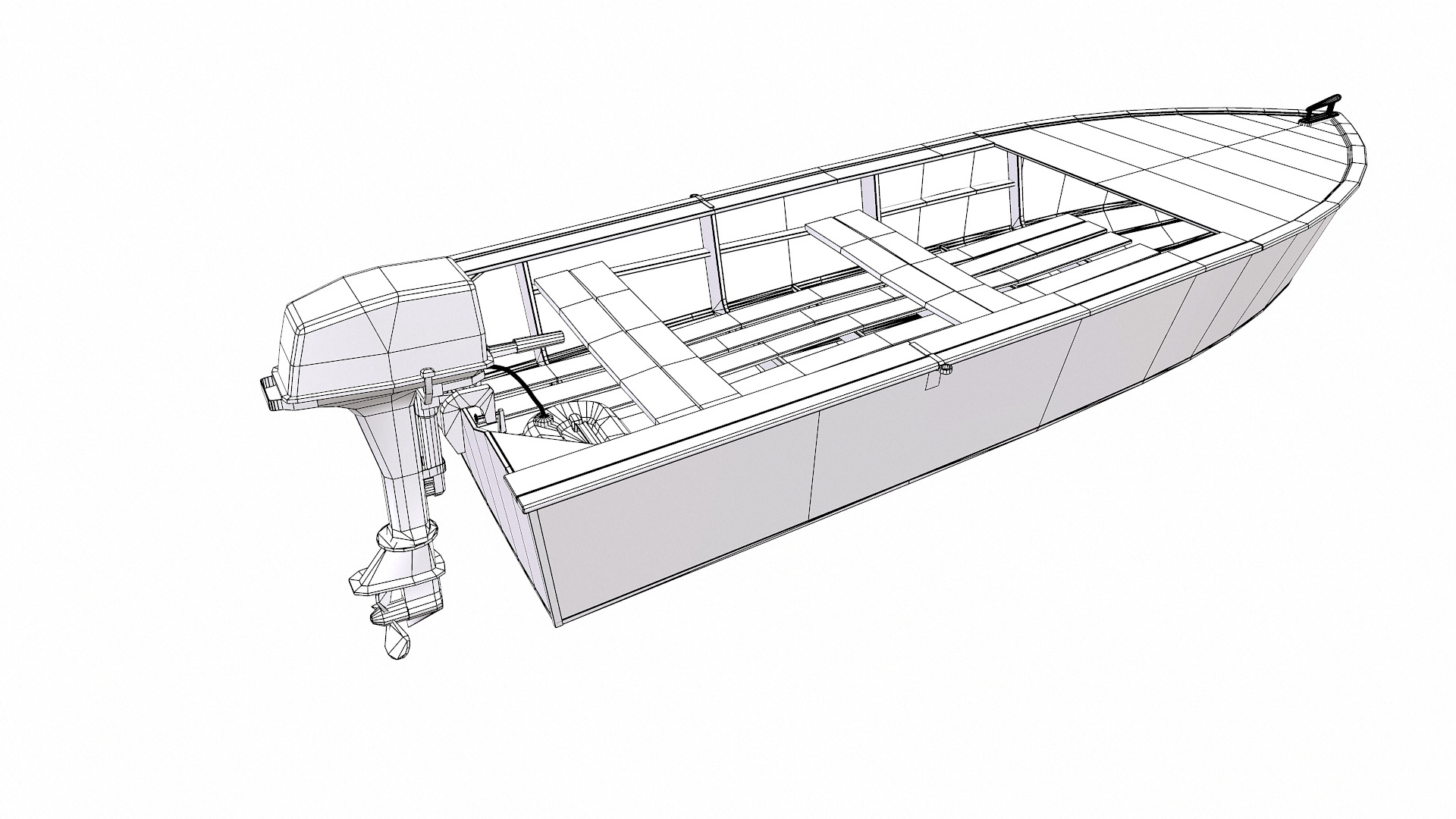 Old Motorboat Low-poly PBR Low-poly 3D model_21