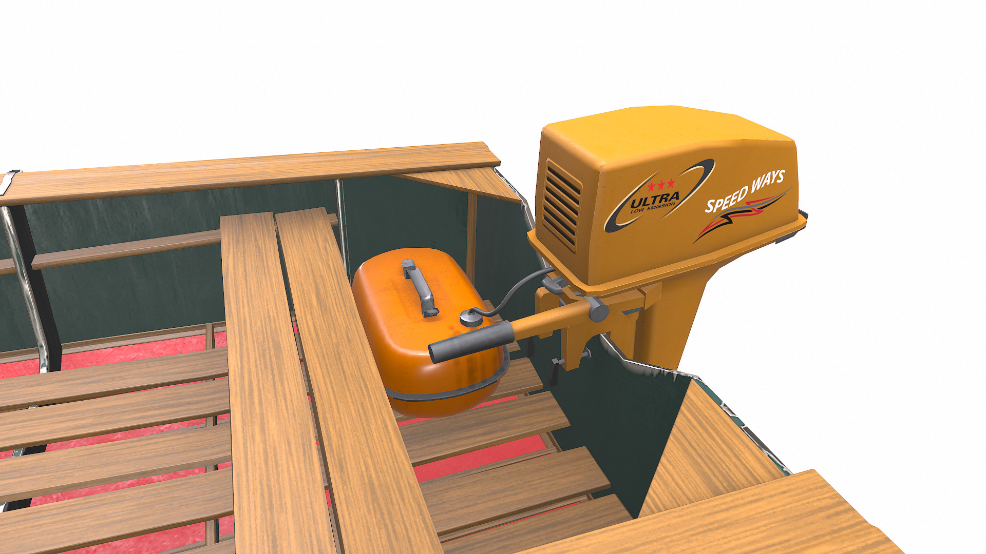 Old Motorboat Low-poly PBR Low-poly 3D model_16