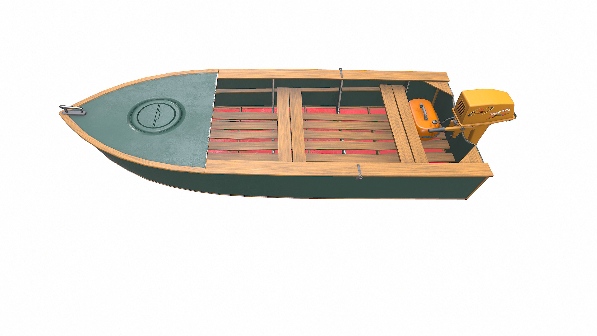 Old Motorboat Low-poly PBR Low-poly 3D model_6