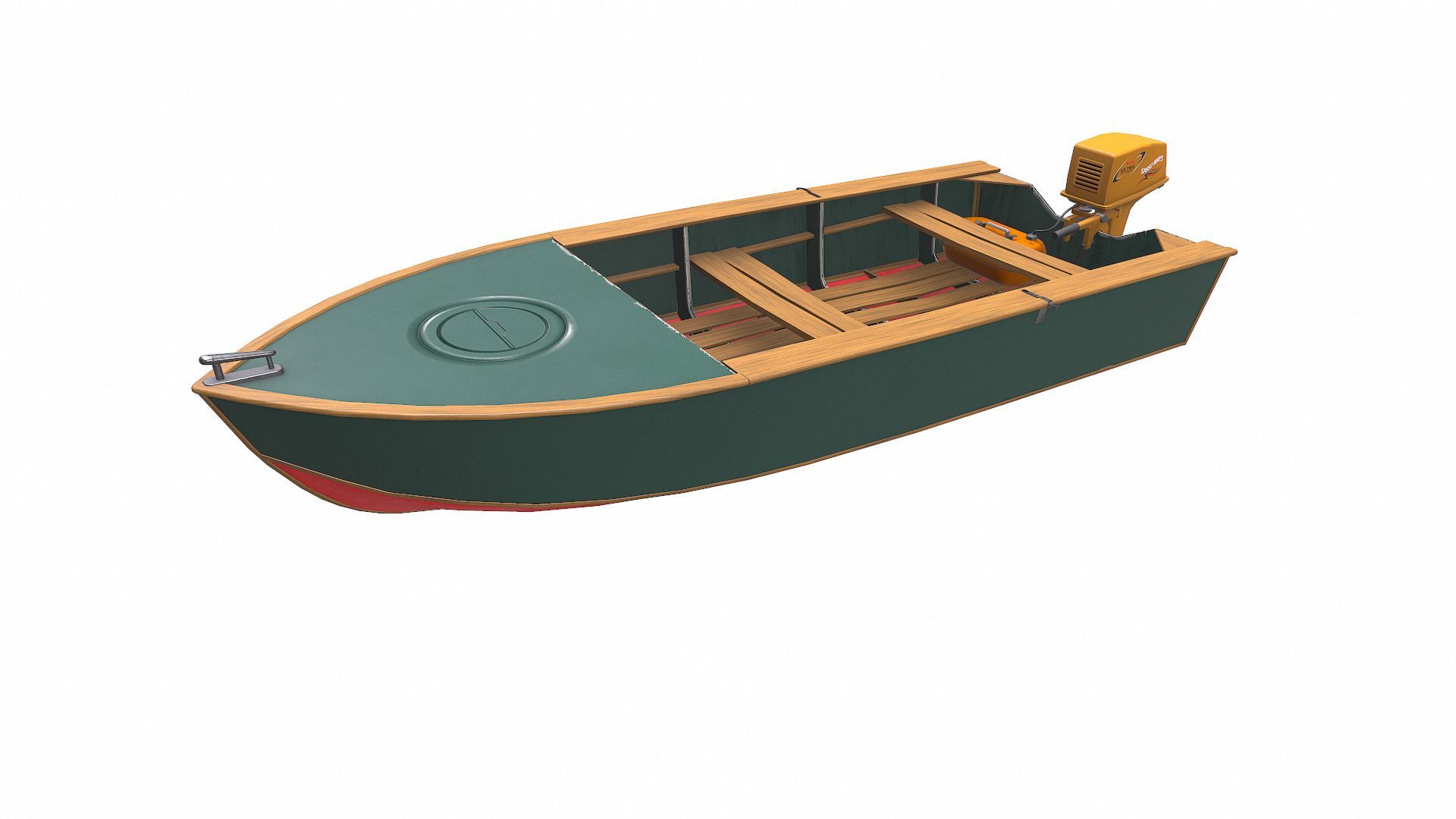Old Motorboat Low-poly PBR Low-poly 3D model_4
