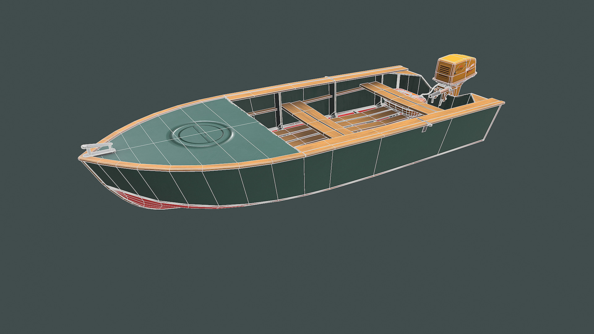 Old Motorboat Low-poly PBR Low-poly 3D model_3