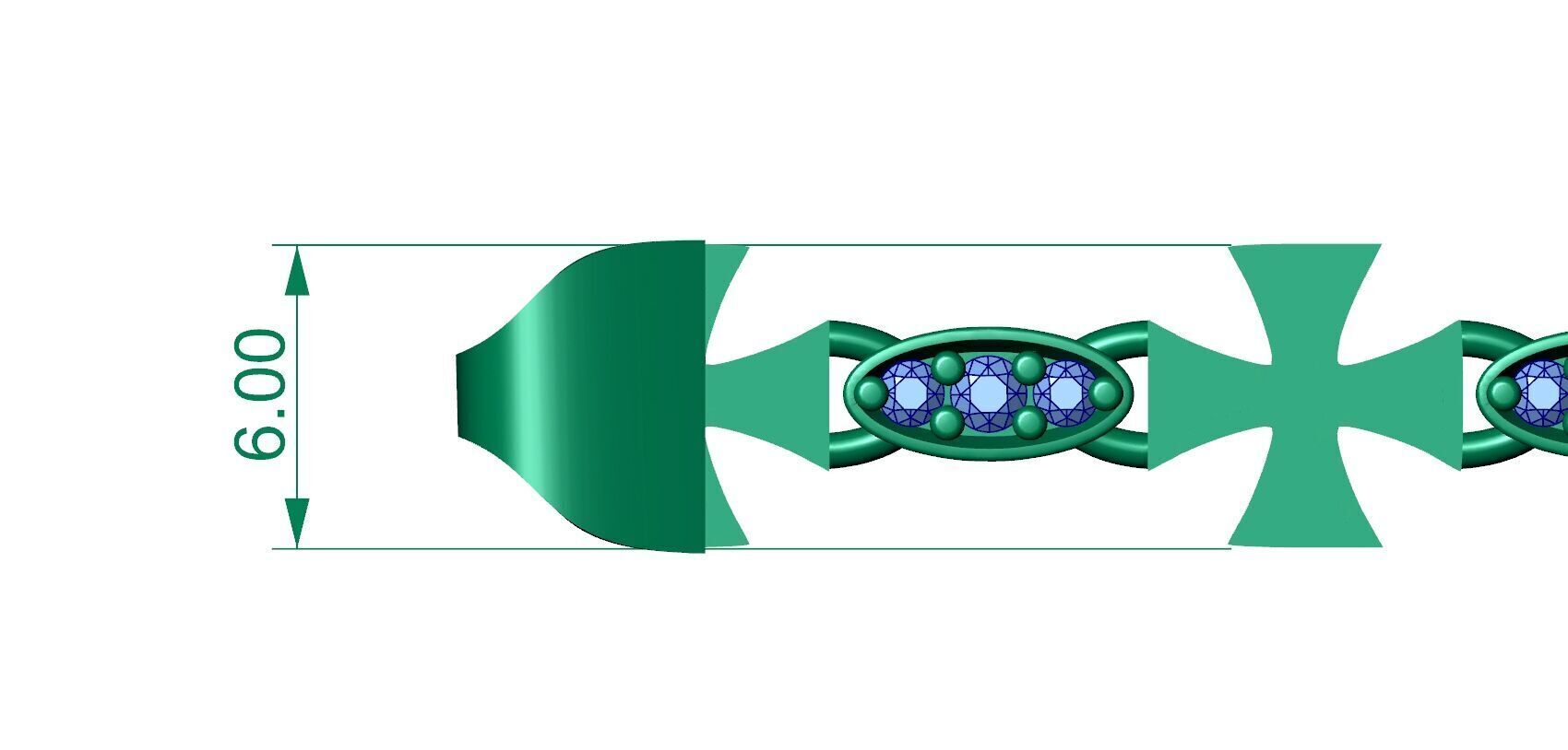 6MM TOP SOLD DIAMOND OVAL JESUS CROSS 3D BRACELET 3D print model_1