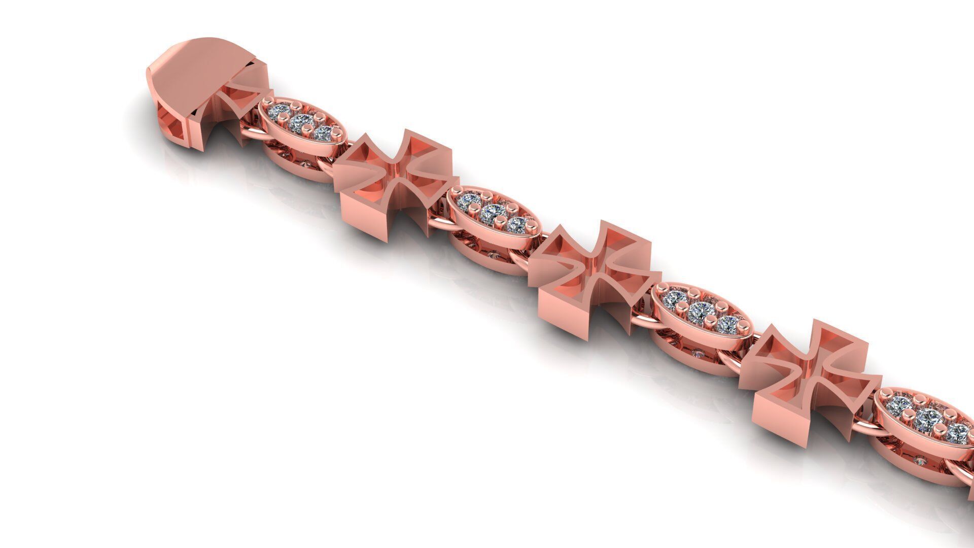 9MM TOP SOLD DIAMOND OVAL JESUS CROSS 3D BRACELET 3D print model_5