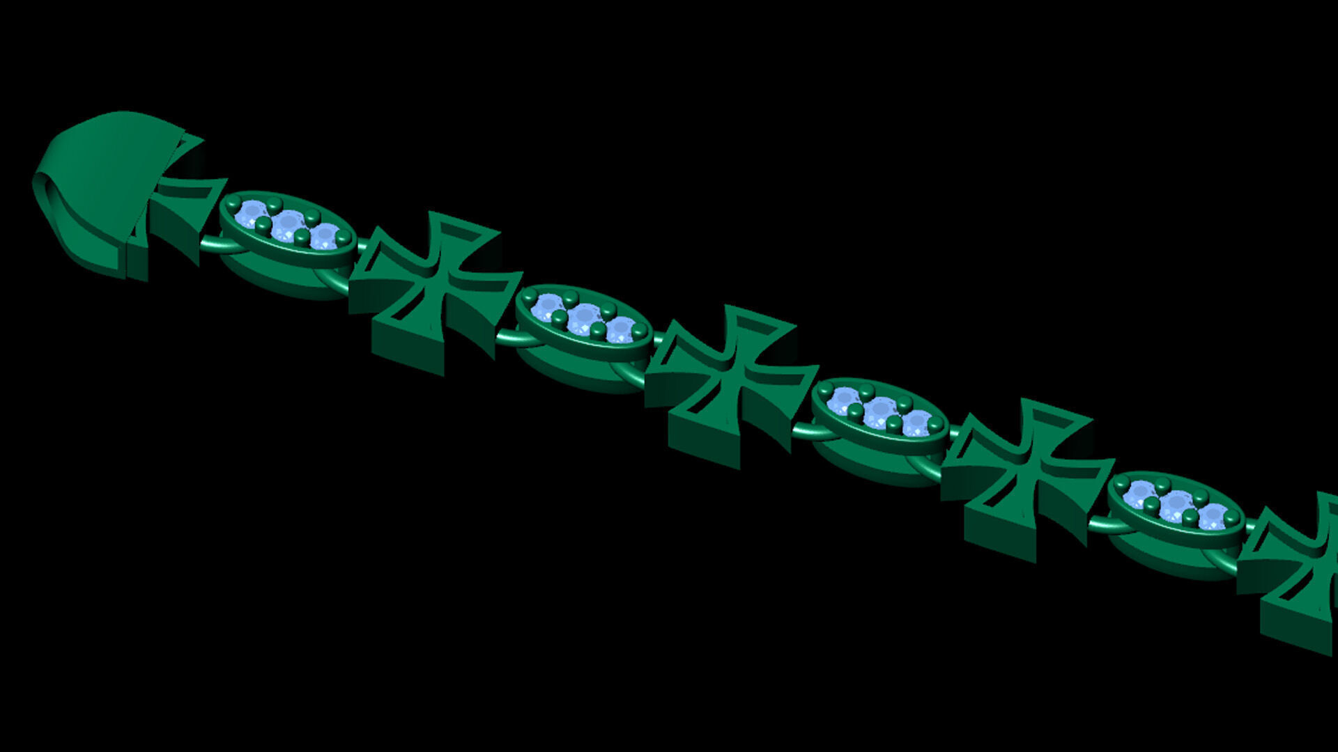 9MM TOP SOLD DIAMOND OVAL JESUS CROSS 3D BRACELET 3D print model_4