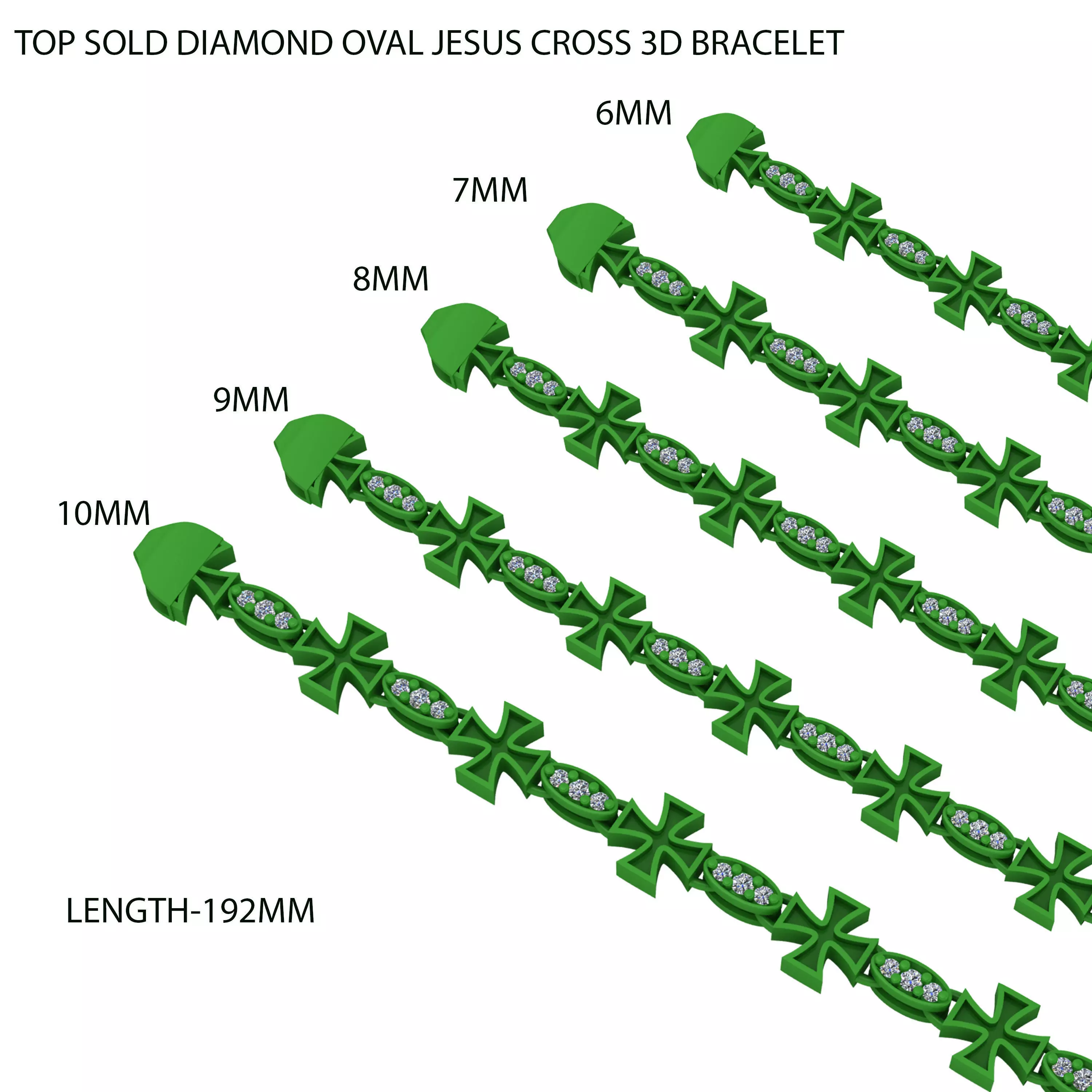 5 SET OF TOP SOLD DIAMOND OVAL JESUS CROSS 3D BRACELET 3D Model Collection_0