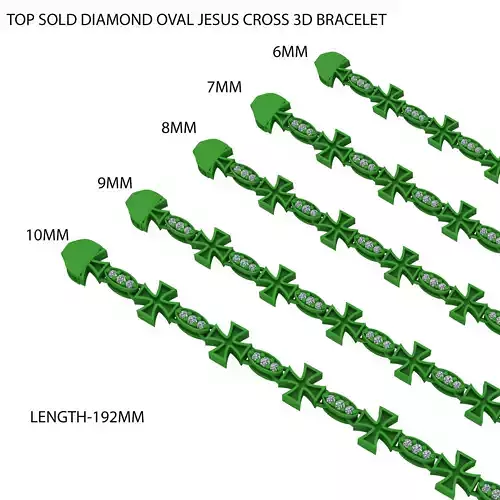 5 SET OF TOP SOLD DIAMOND OVAL JESUS CROSS 3D BRACELET 3D Model Collection
