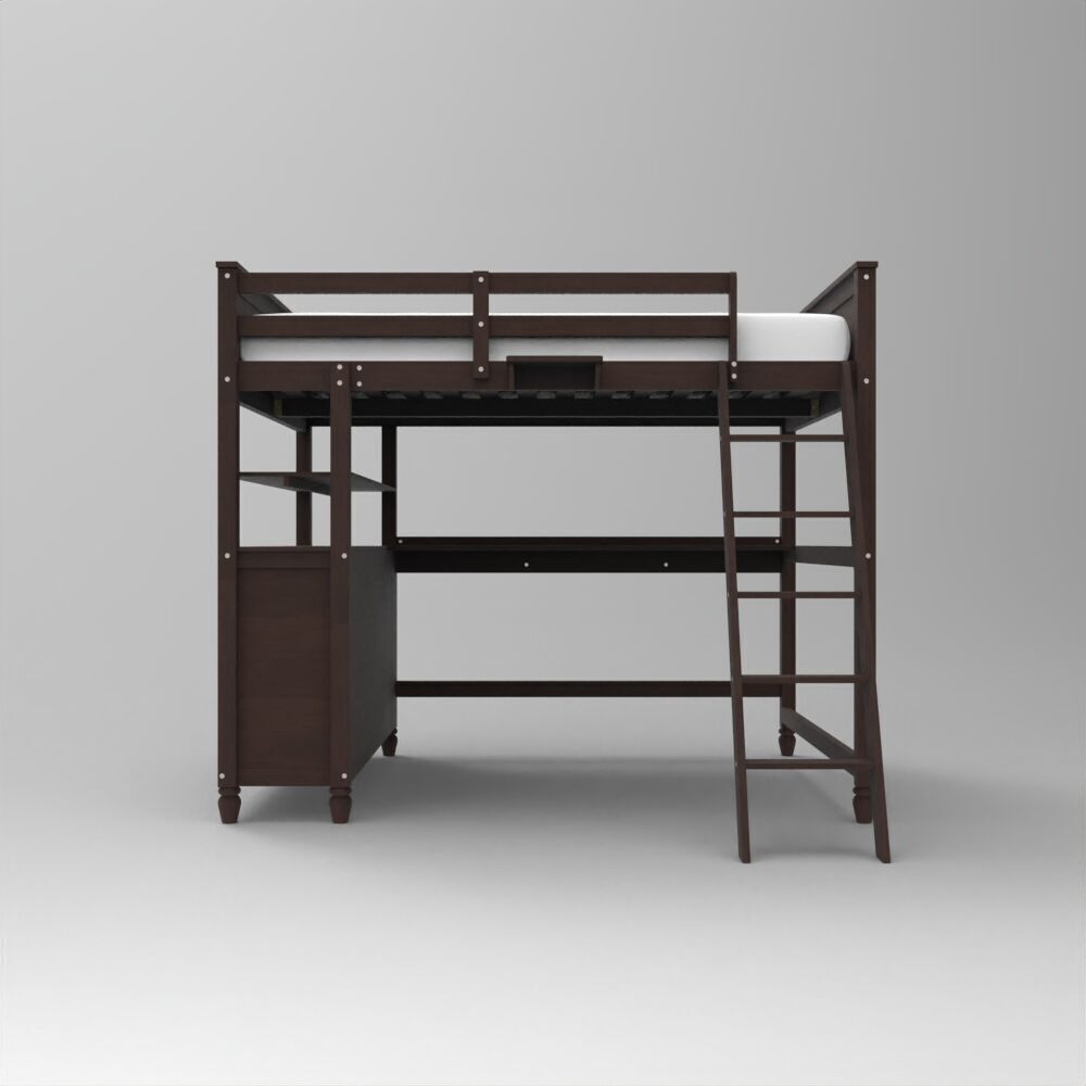 Kid wood Bed Low-poly 3D model_1