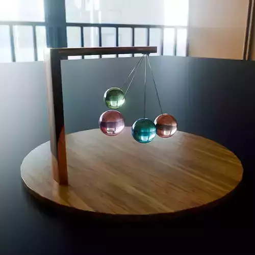 Newton Cradle Animation with Colorful Spheres