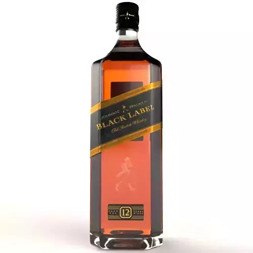 Johnnie Walker Whisky Alcohol Bottle Low-poly 3D model