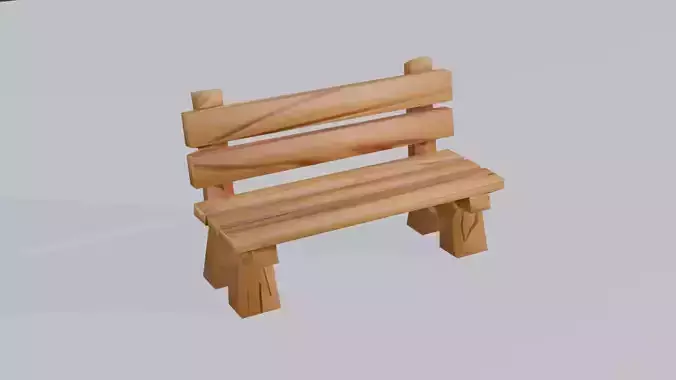 Plain Wooden Bench  Low-Poly Model  300 Triangles  FBX  OBJ  STL