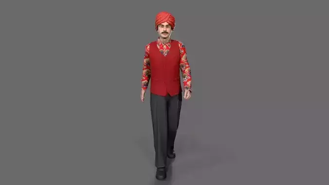indian character Low-poly 3D model