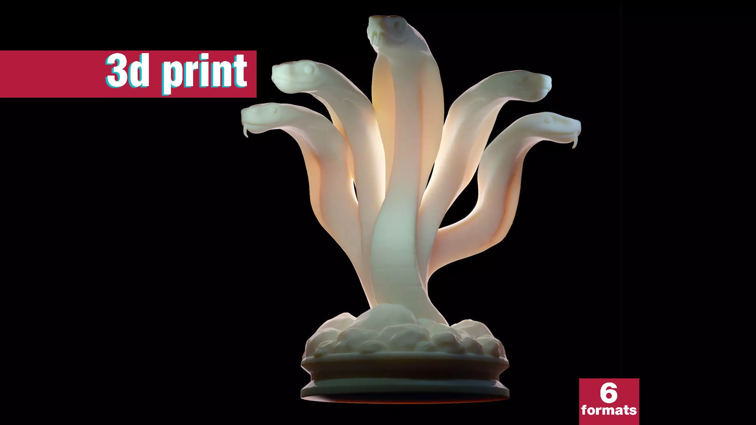 Hydra Snake Multi-Headed Serpent Statue 3D print model_0
