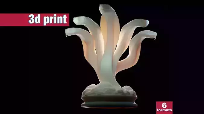 Hydra Snake Multi-Headed Serpent Statue 3D print model