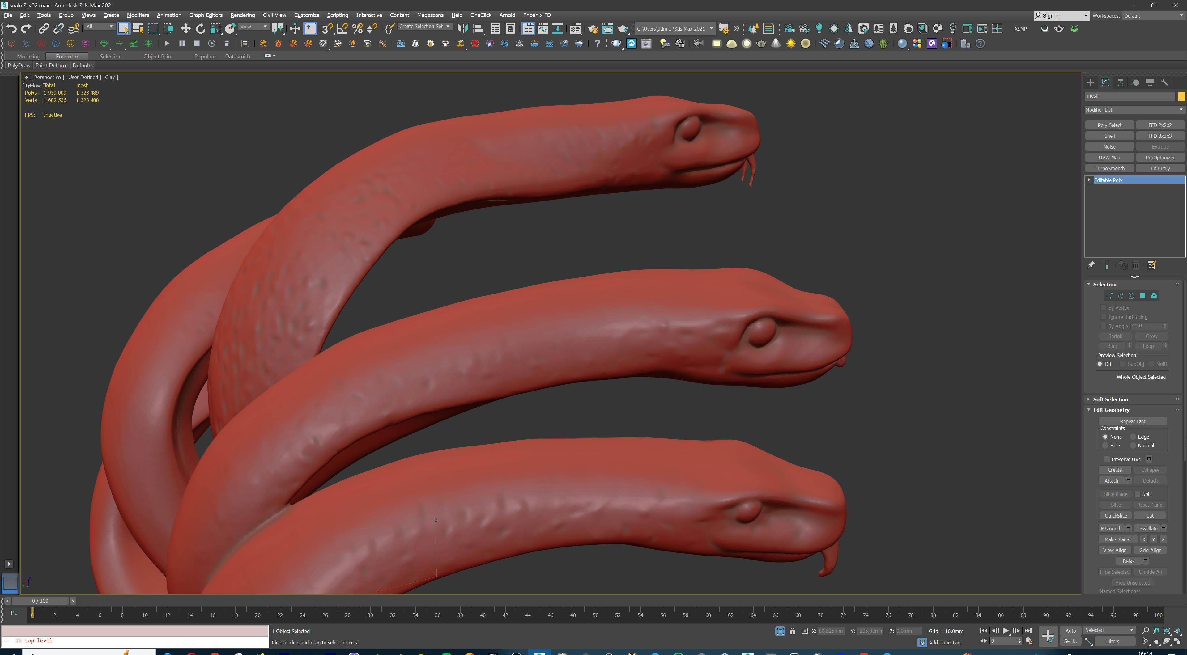 Hydra Snake Multi-Headed Serpent Statue 3D print model_39