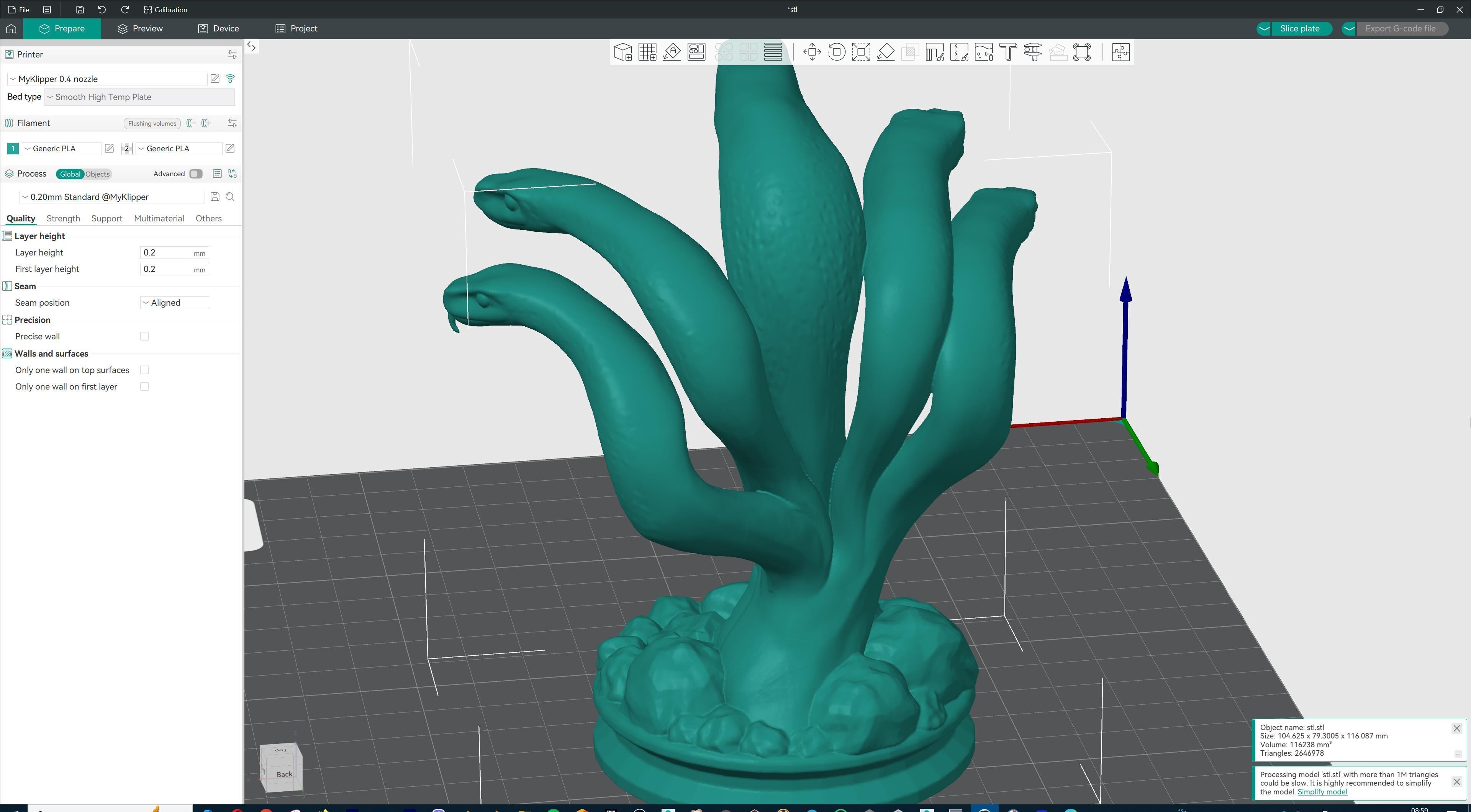 Hydra Snake Multi-Headed Serpent Statue 3D print model_21