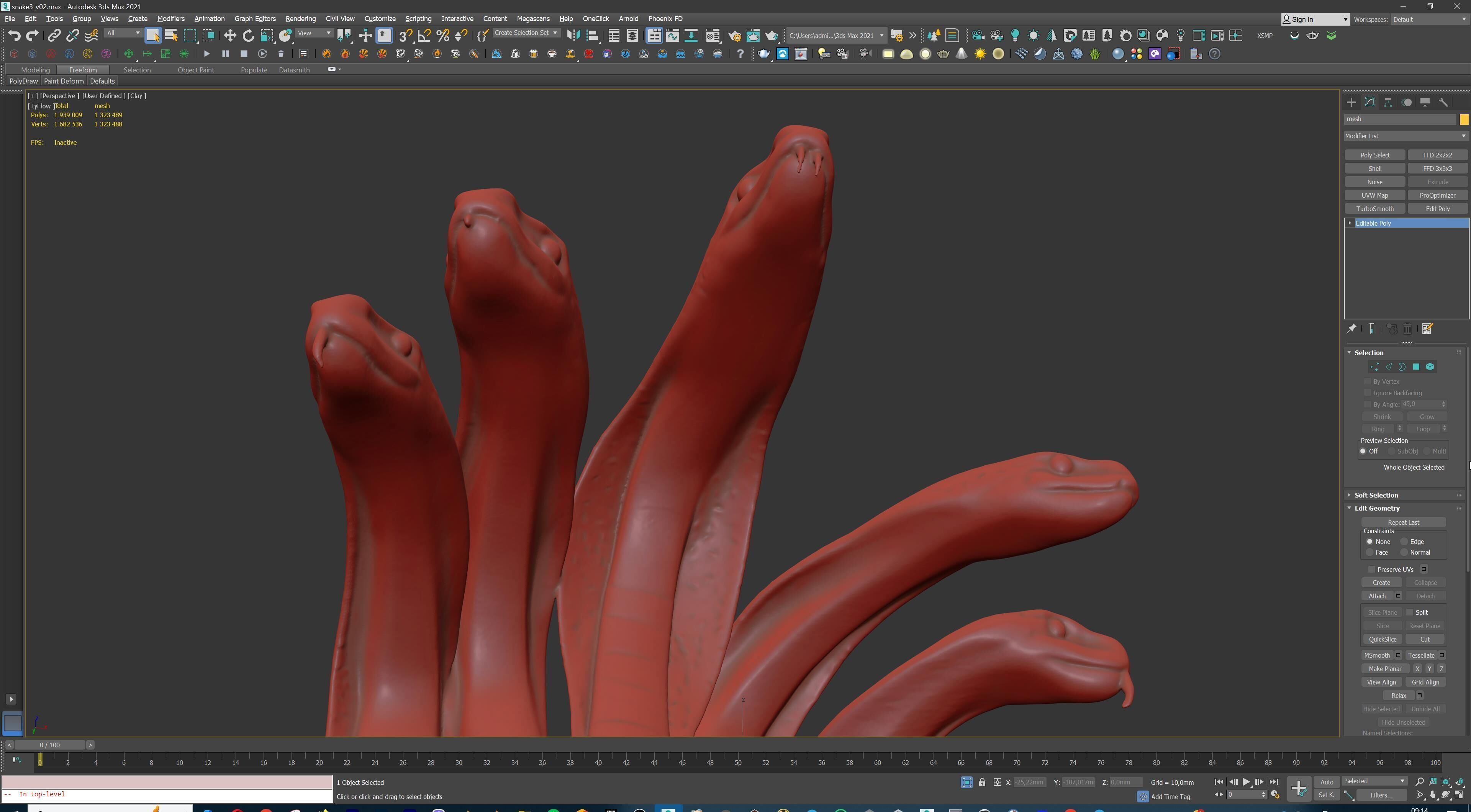 Hydra Snake Multi-Headed Serpent Statue 3D print model_35