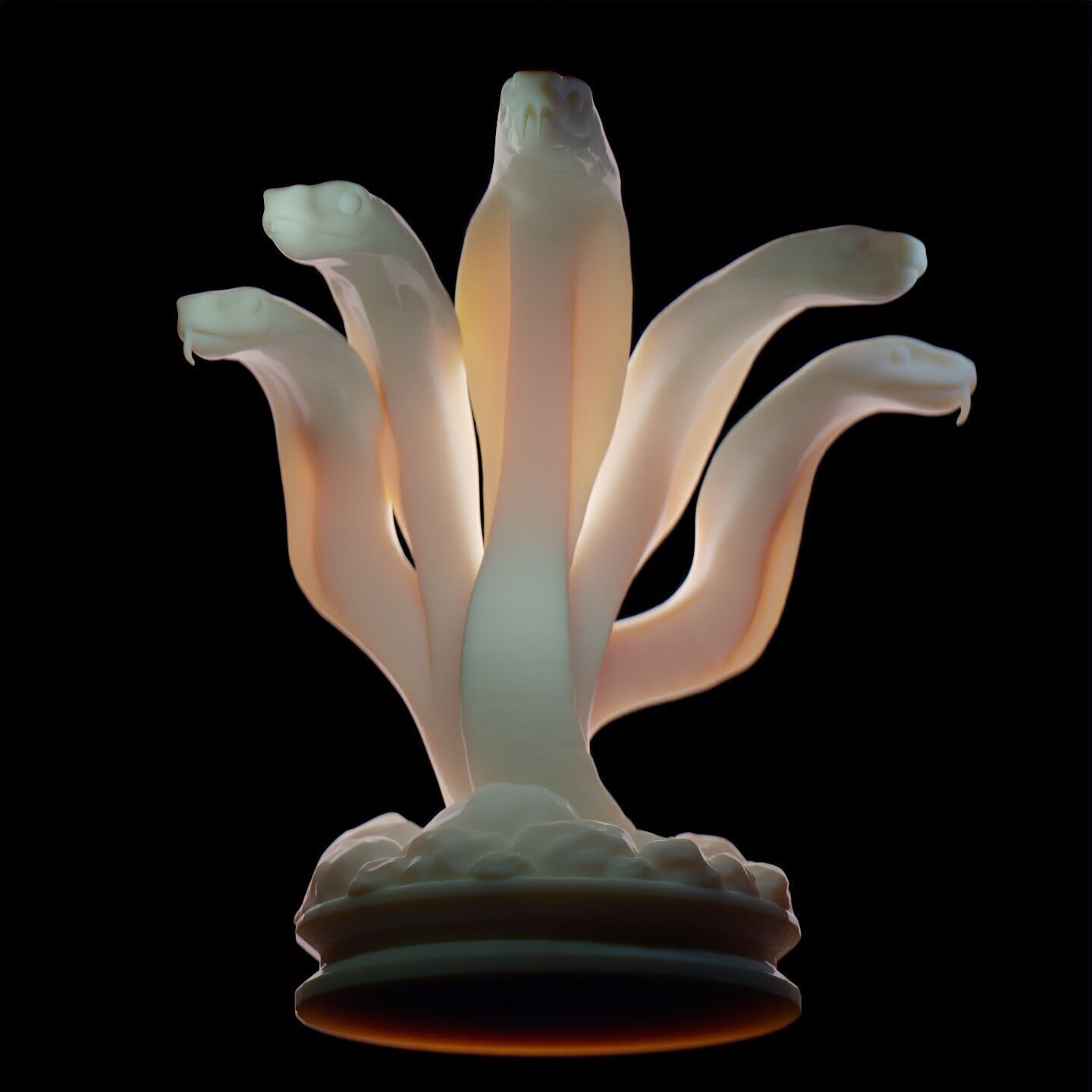 Hydra Snake Multi-Headed Serpent Statue 3D print model_12