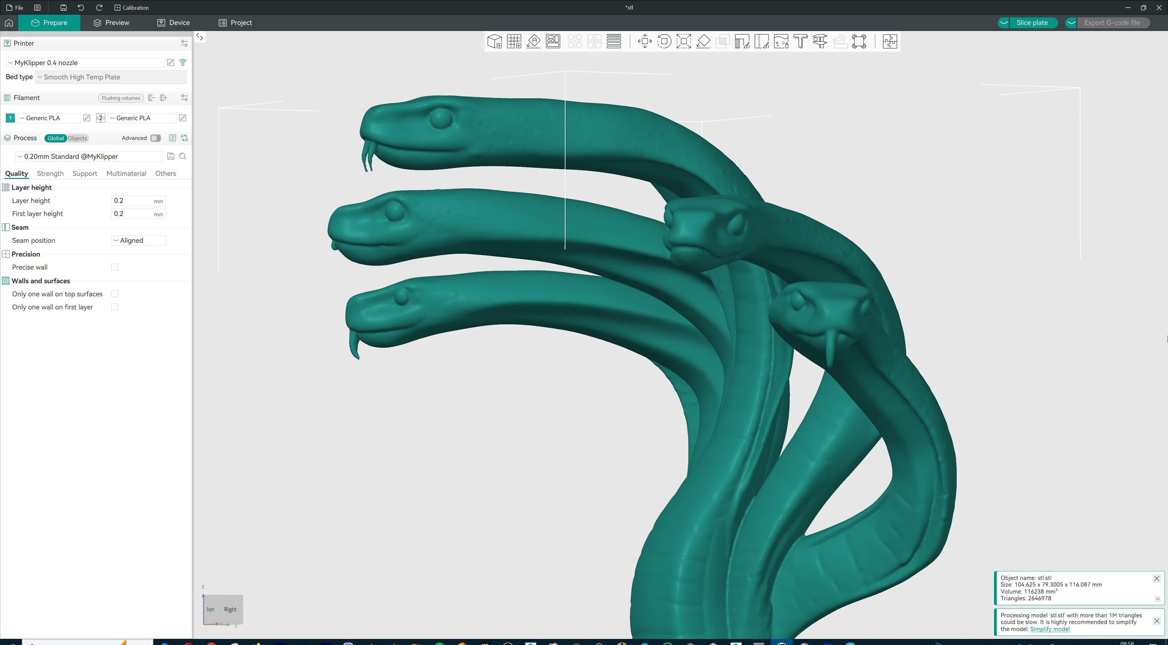 Hydra Snake Multi-Headed Serpent Statue 3D print model_26