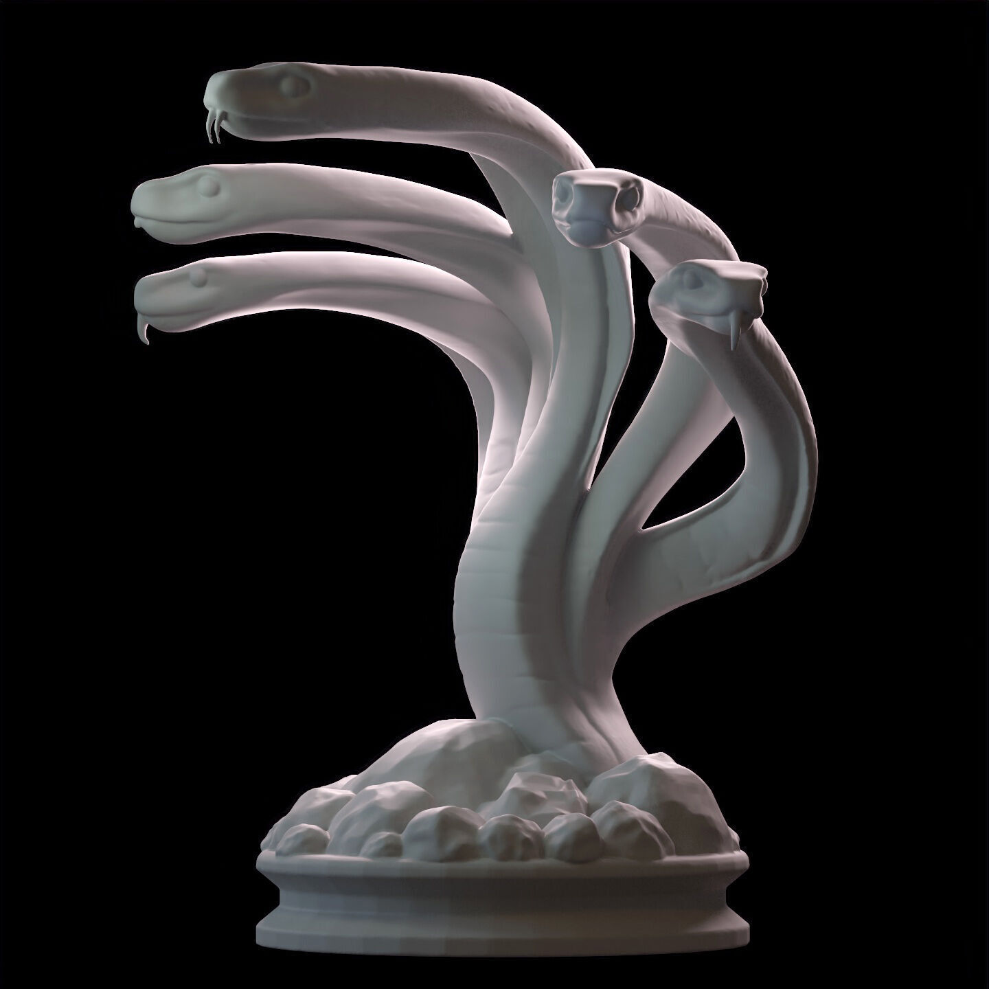 Hydra Snake Multi-Headed Serpent Statue 3D print model_11
