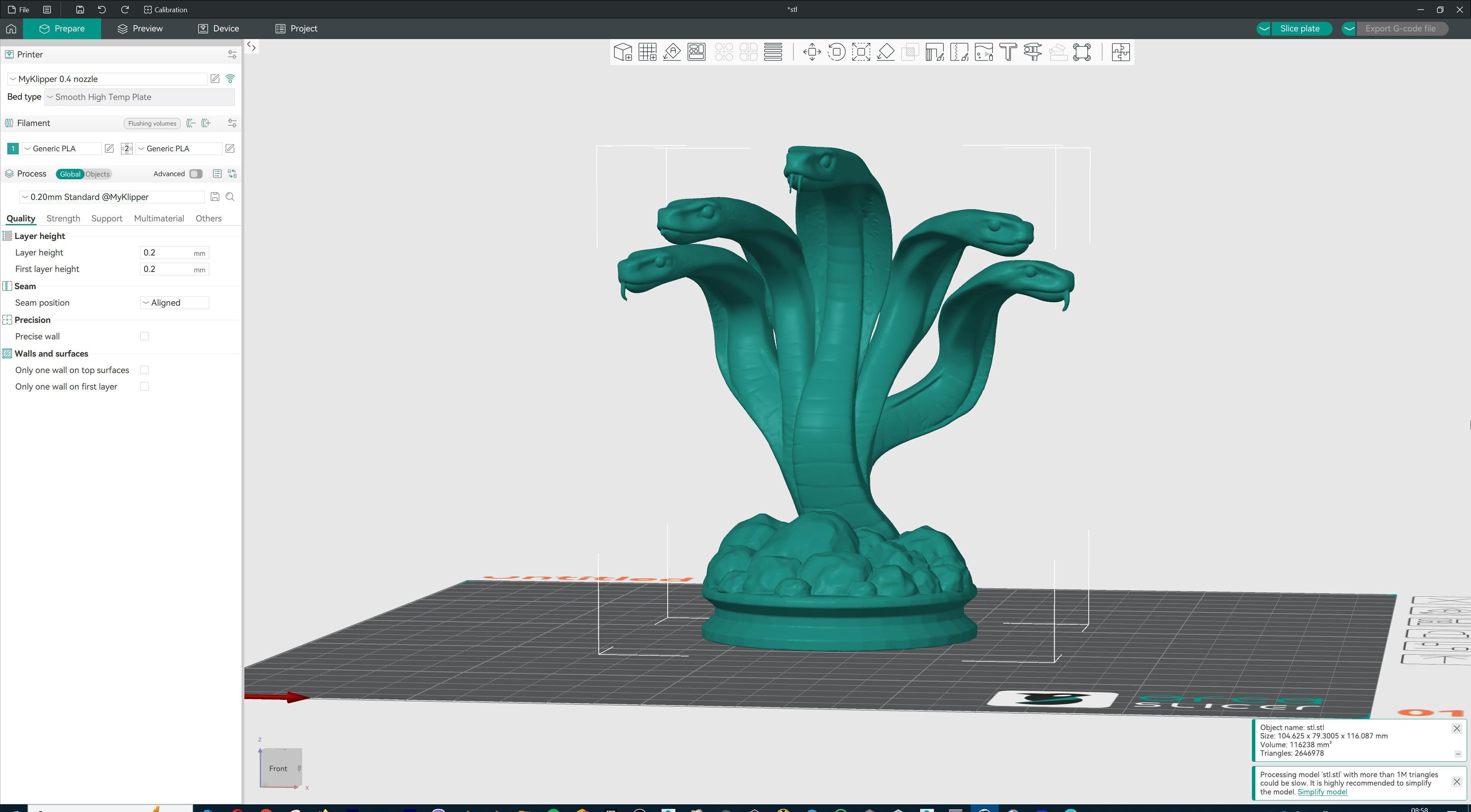 Hydra Snake Multi-Headed Serpent Statue 3D print model_24