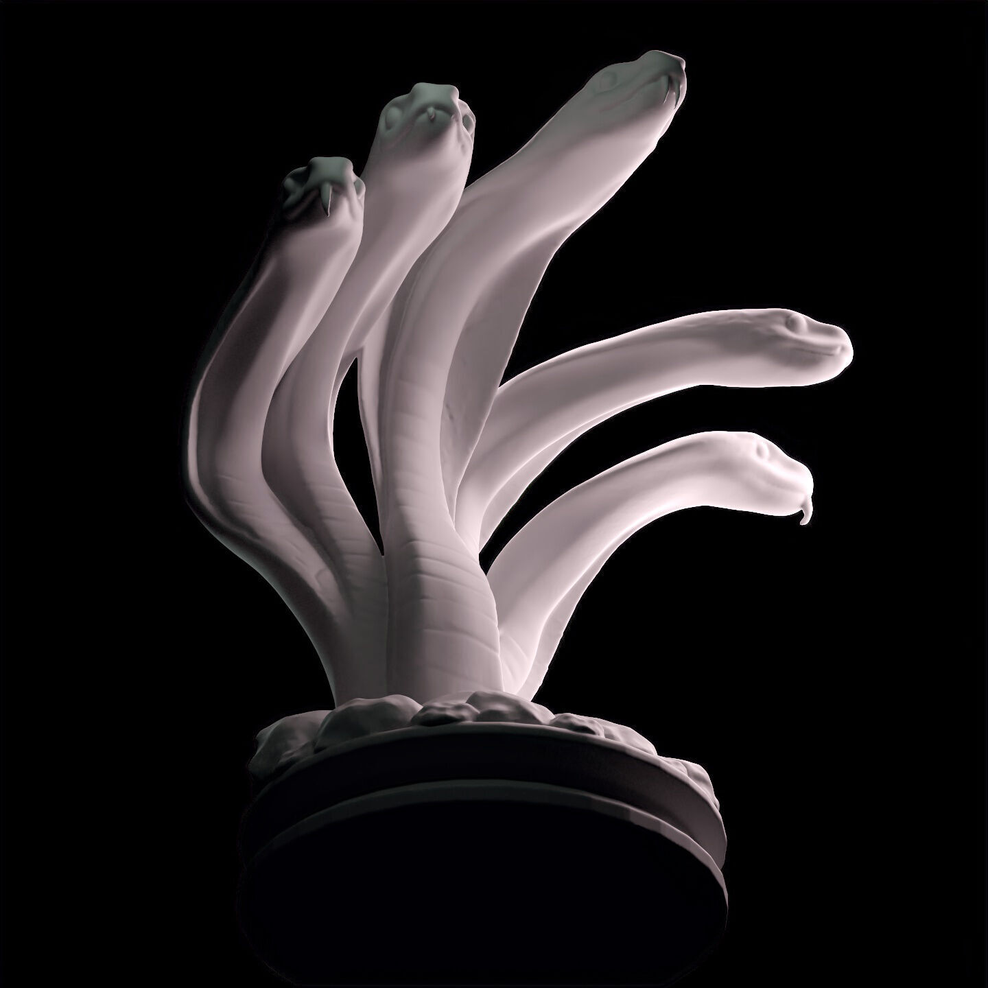 Hydra Snake Multi-Headed Serpent Statue 3D print model_4