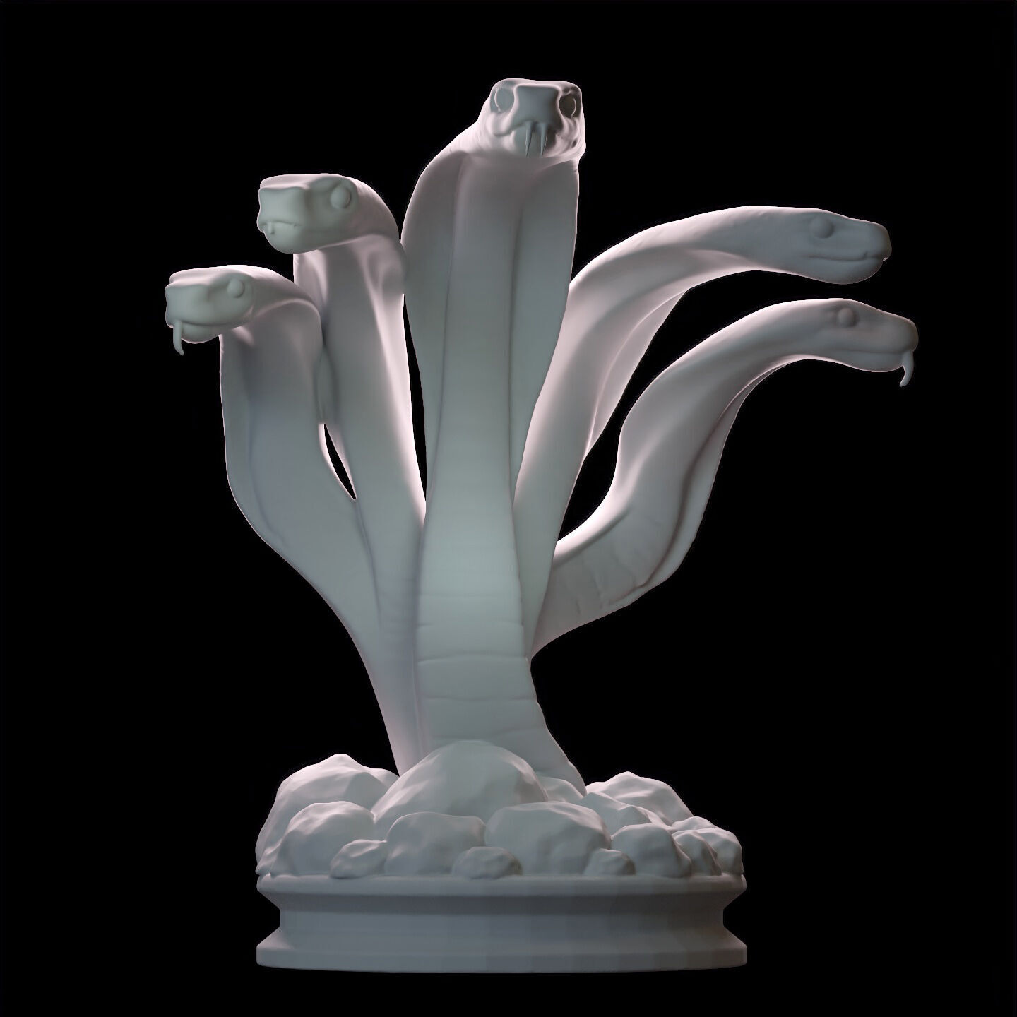 Hydra Snake Multi-Headed Serpent Statue 3D print model_7