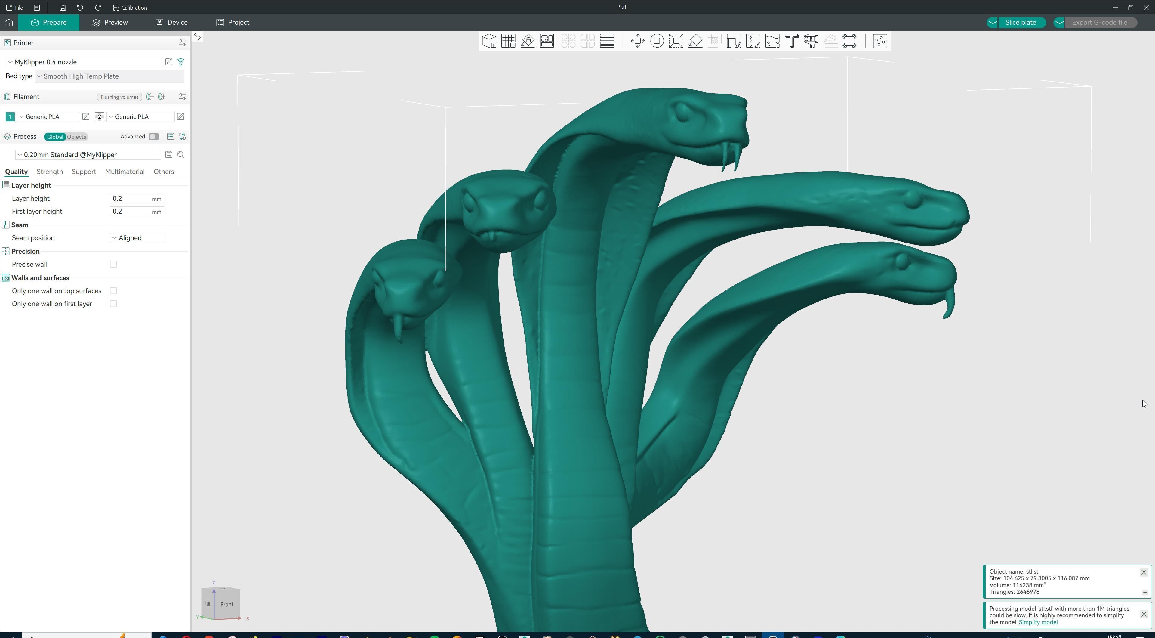 Hydra Snake Multi-Headed Serpent Statue 3D print model_22