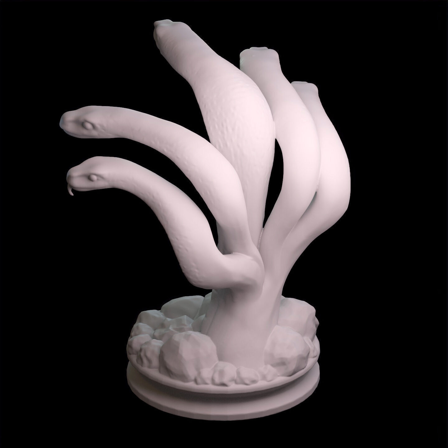 Hydra Snake Multi-Headed Serpent Statue 3D print model_14