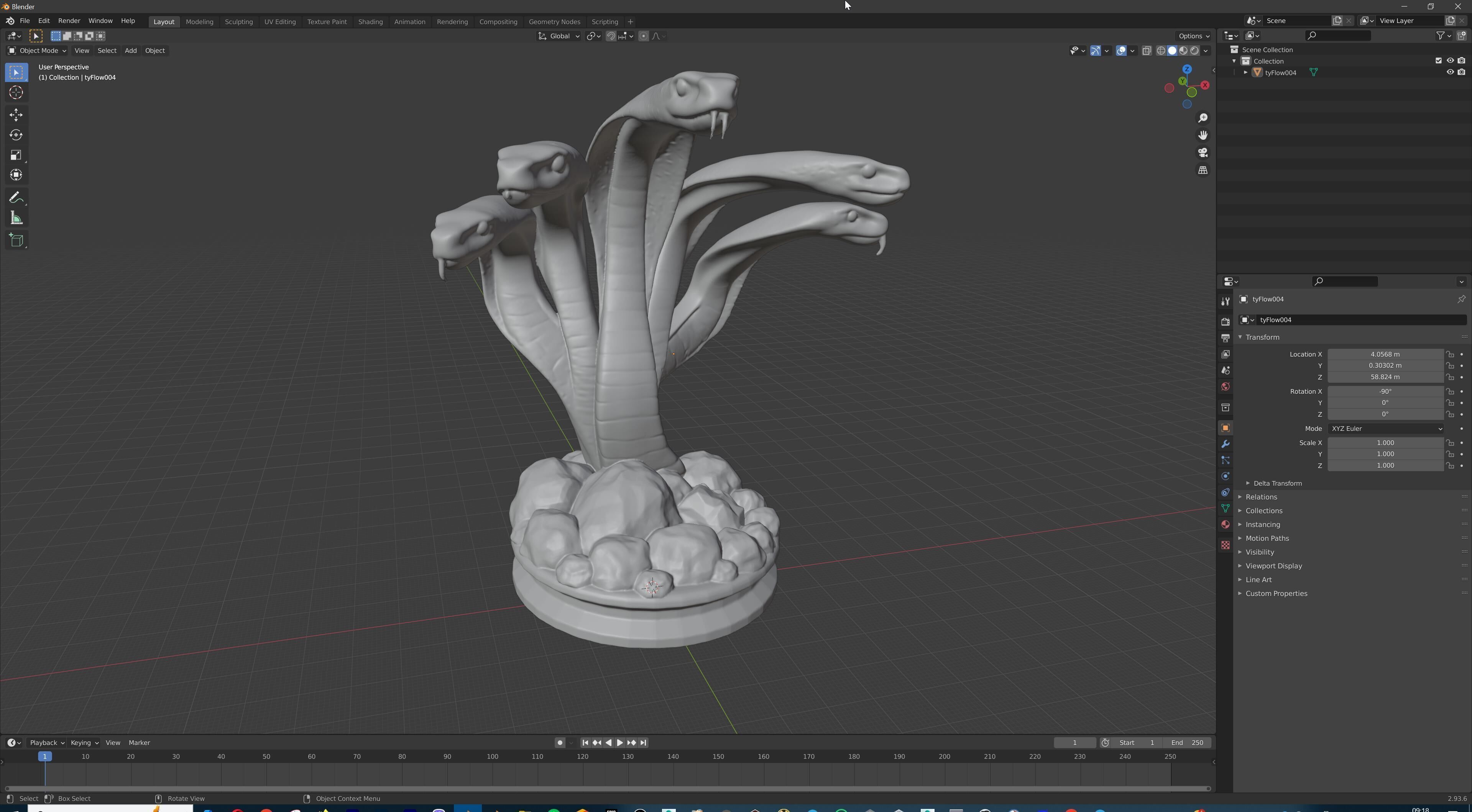 Hydra Snake Multi-Headed Serpent Statue 3D print model_45