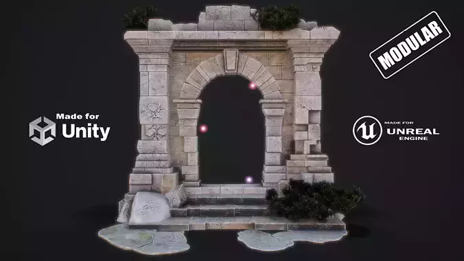 Medieval Arch game ready 3d model Low-poly 3D model