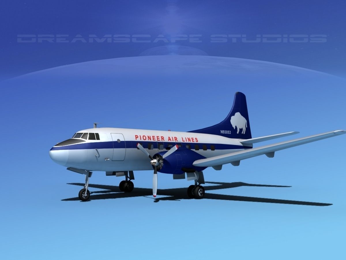 Martin 202 Pioneer Airlines 3D model_1