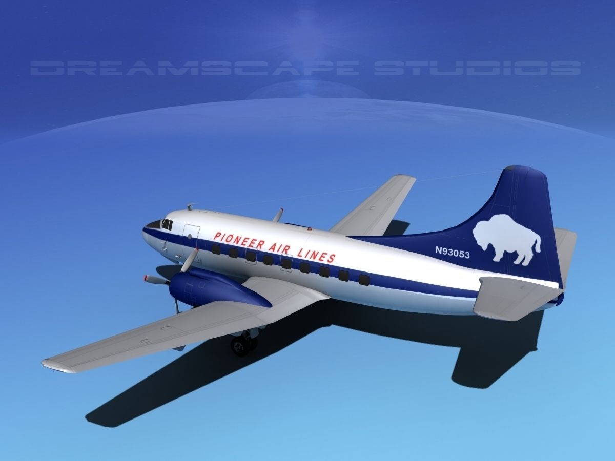 Martin 202 Pioneer Airlines 3D model_7