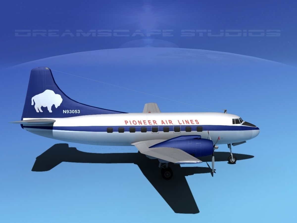 Martin 202 Pioneer Airlines 3D model_4
