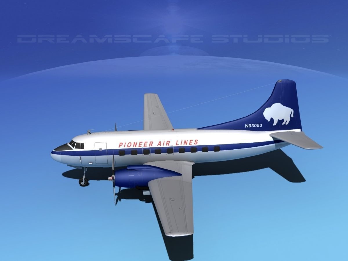 Martin 202 Pioneer Airlines 3D model_8