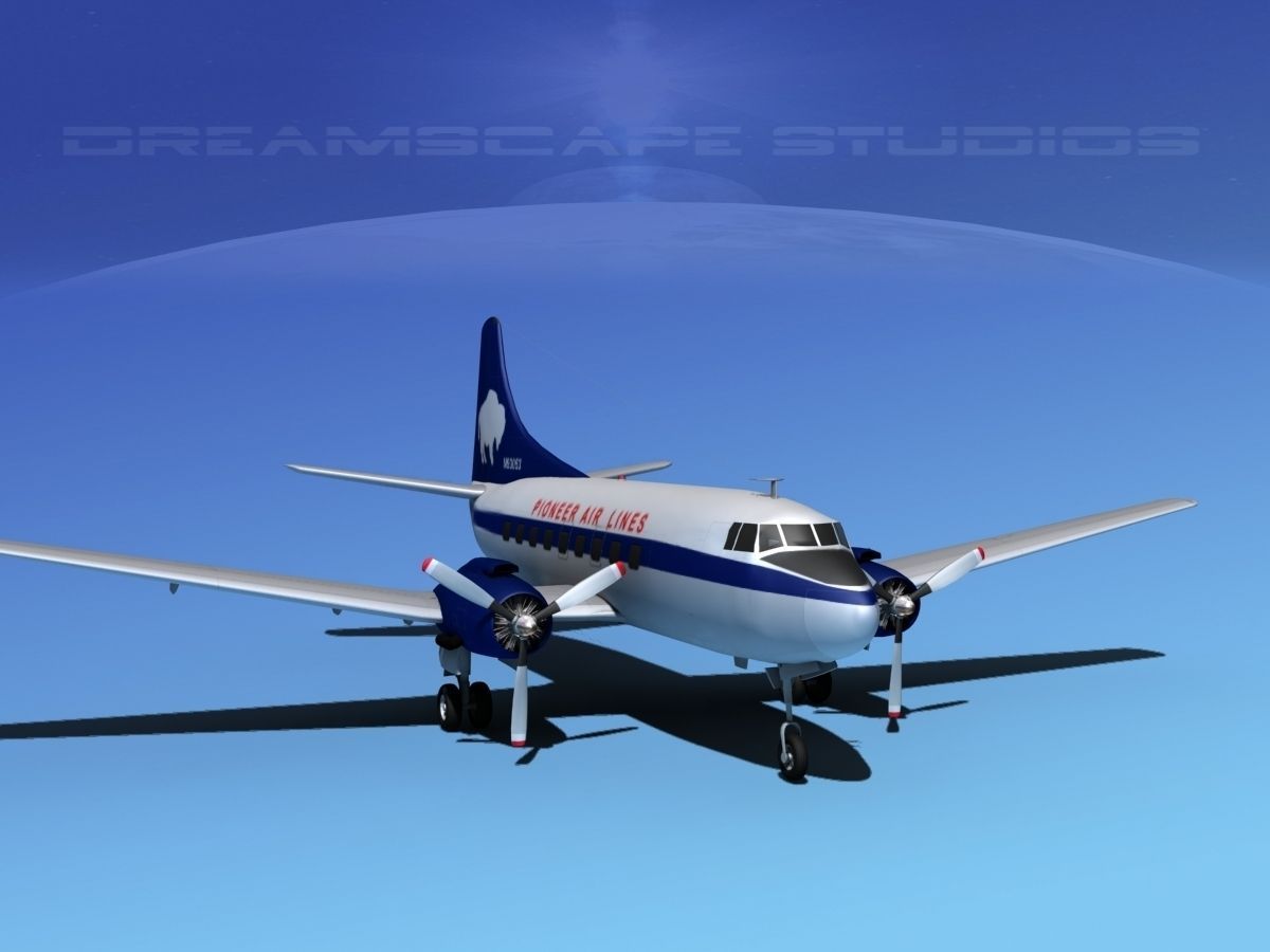 Martin 202 Pioneer Airlines 3D model_2