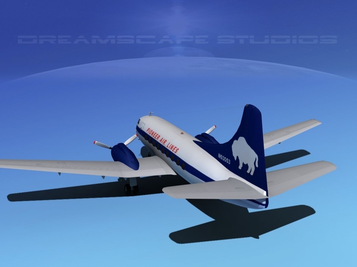 Martin 202 Pioneer Airlines 3D model_6