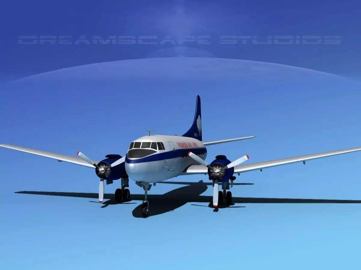Martin 202 Pioneer Airlines 3D model_0