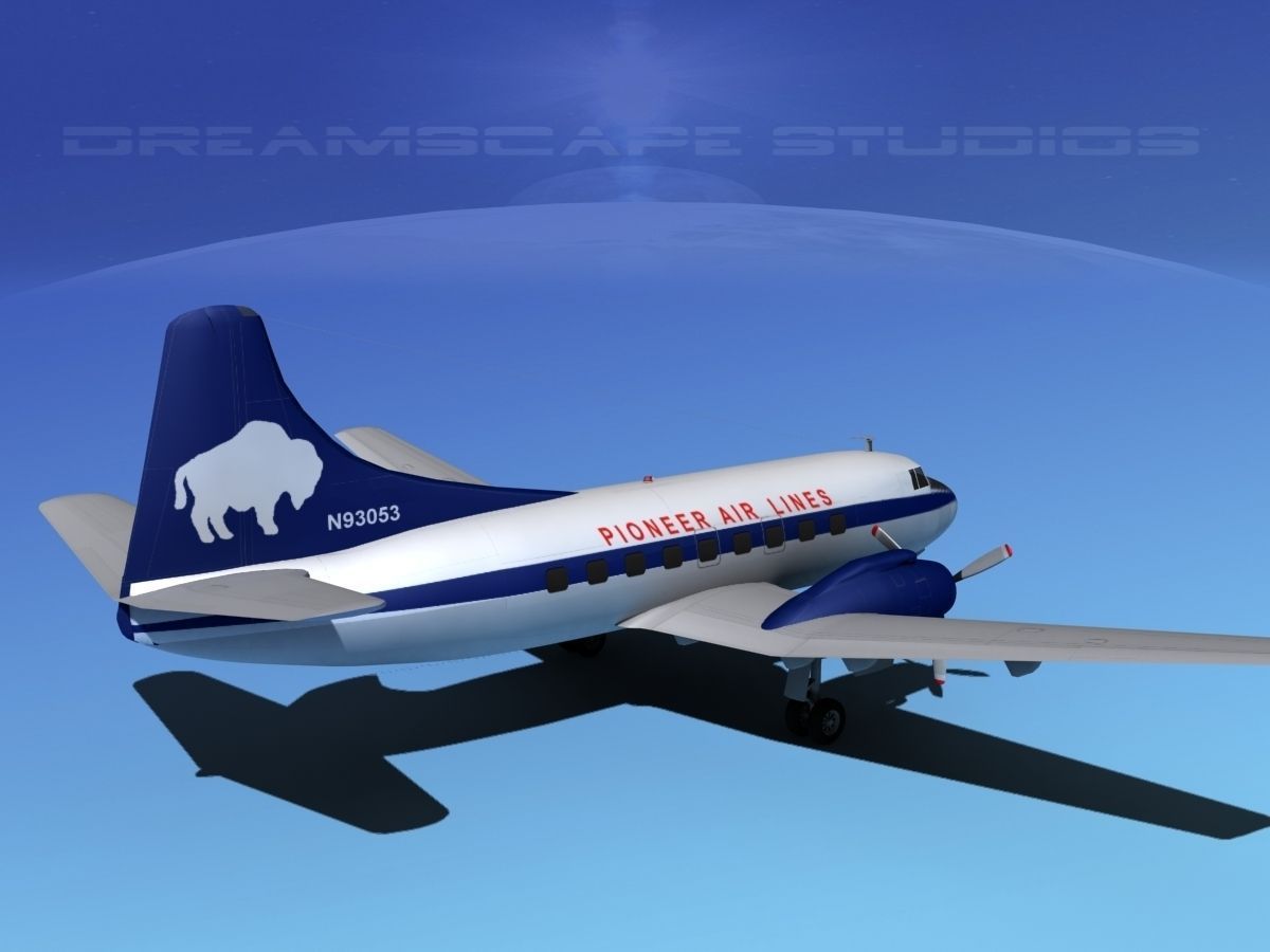 Martin 202 Pioneer Airlines 3D model_5
