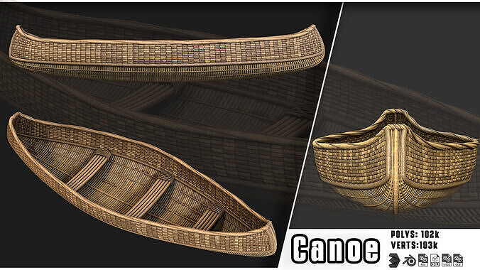 Handcrafted Woven Canoe  3D model