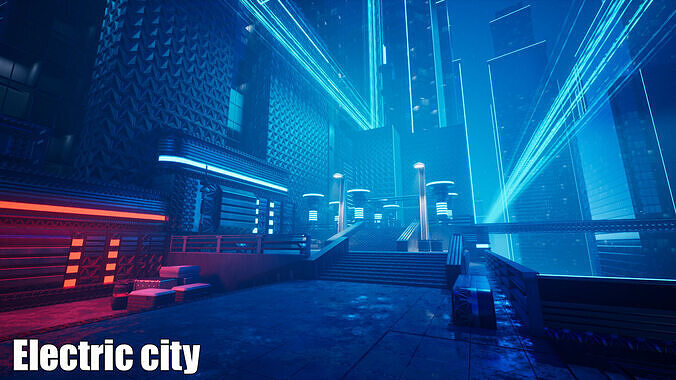 Electric City - Unreal Engine - Low-poly 3D model